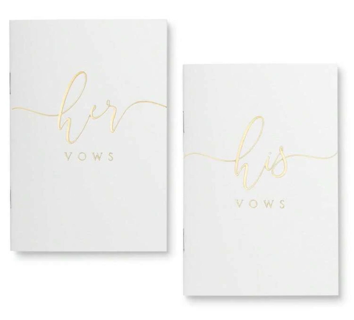 Wedding Vow Cards | White with Gold Letters