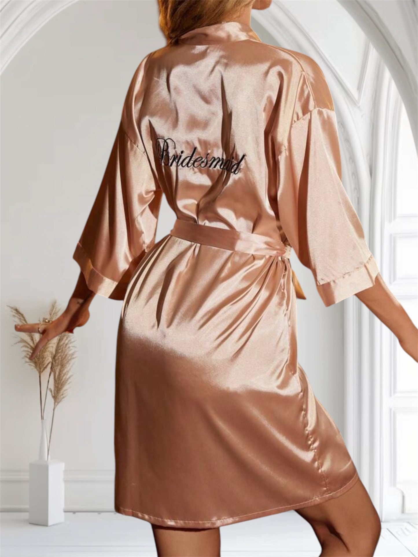 Embroidered Bridesmaid Satin Robe