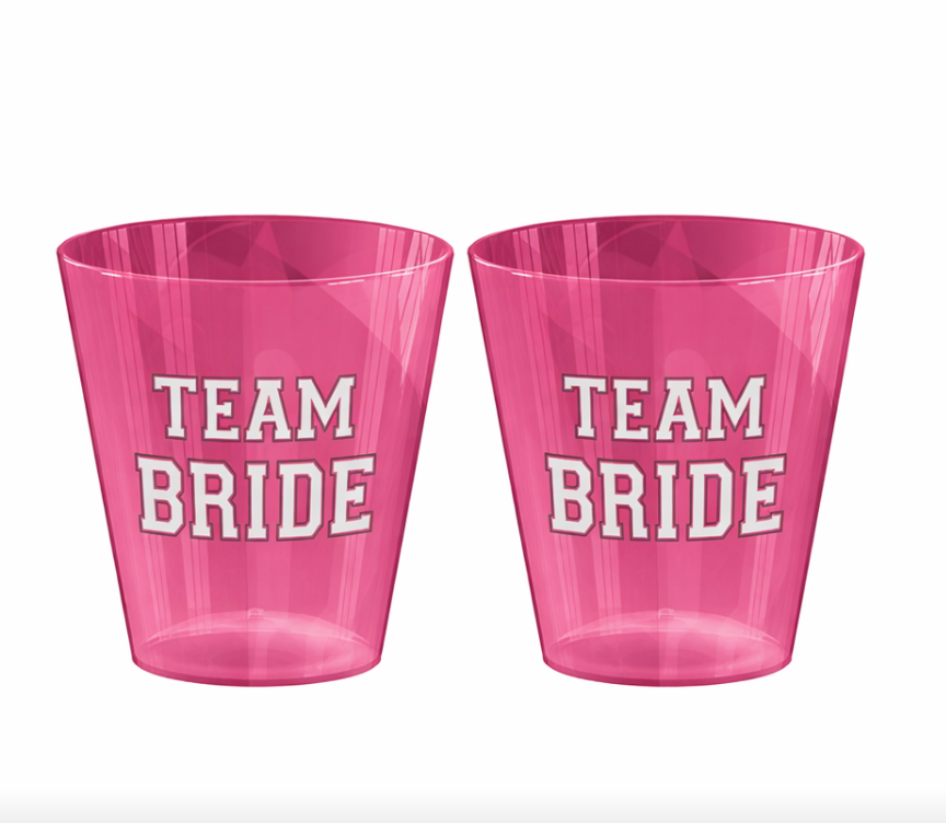 A Set of Plastic Shot Glasses "Team Bride"