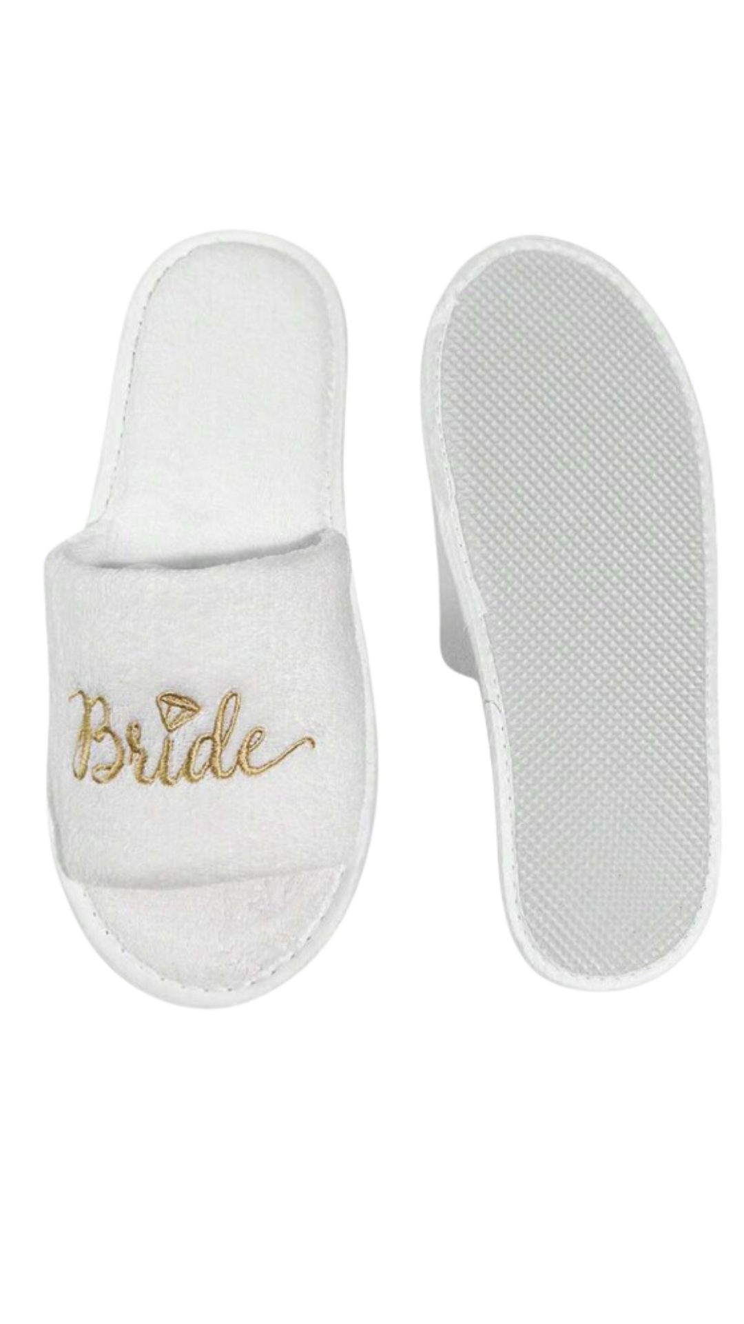 White and Gold Bride Open Slippers
