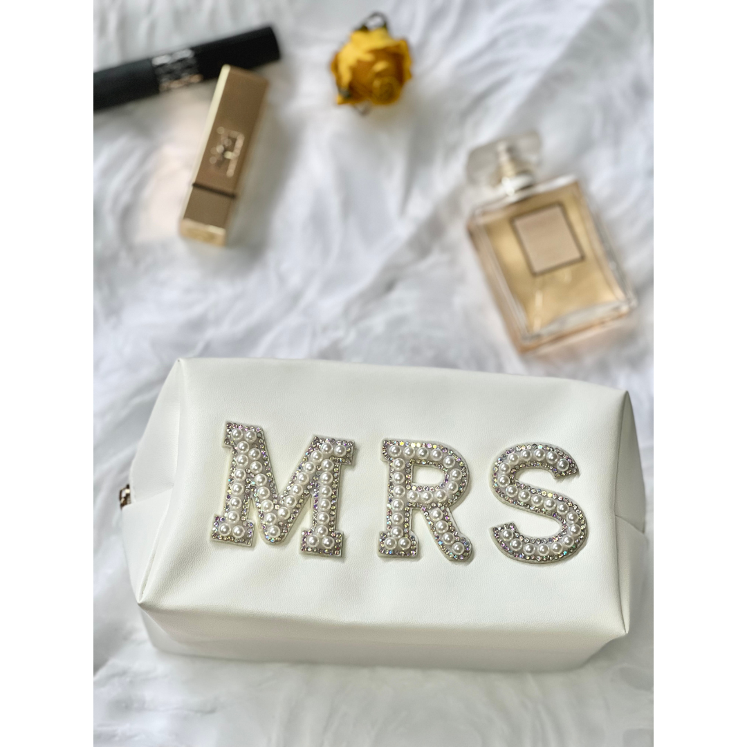 Faux Pearl Makeup Bag