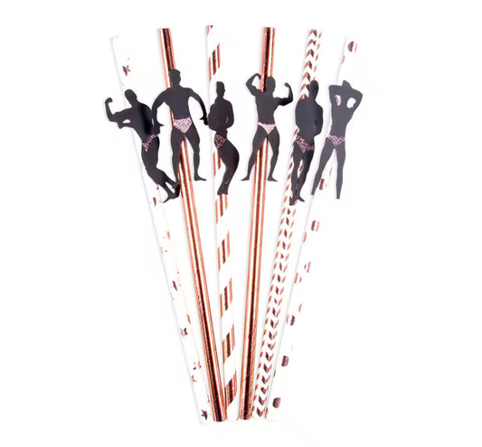 Gold Rose Paper Straws