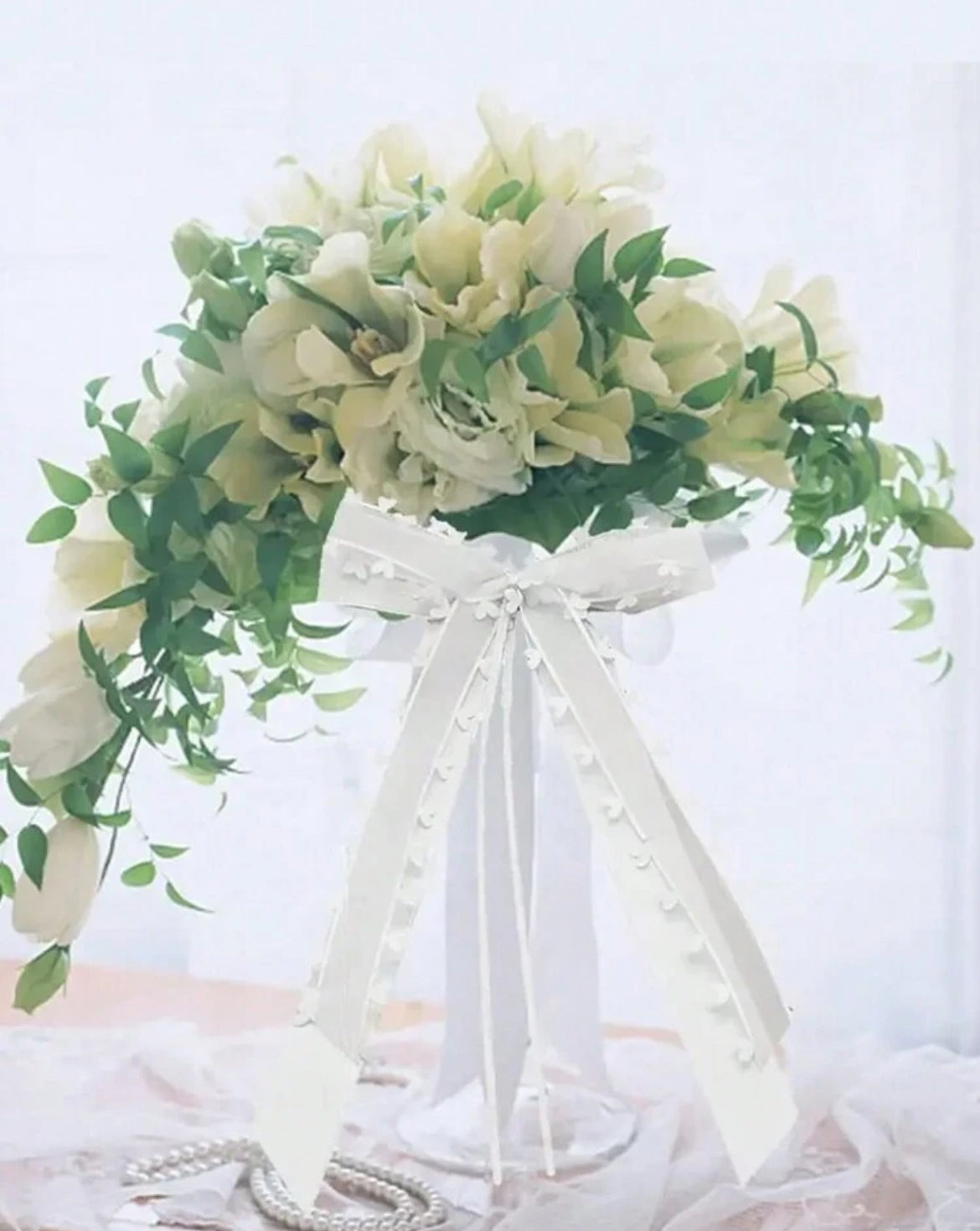 Set of 6pcs White Lace Bow Ribbon