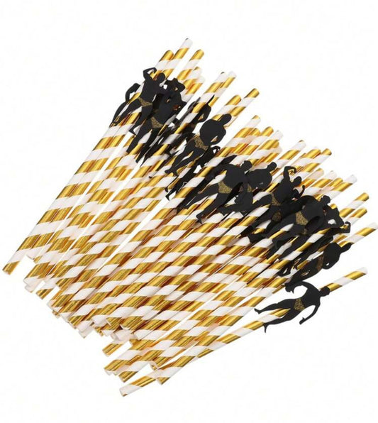Gold Dancers Paper Straws