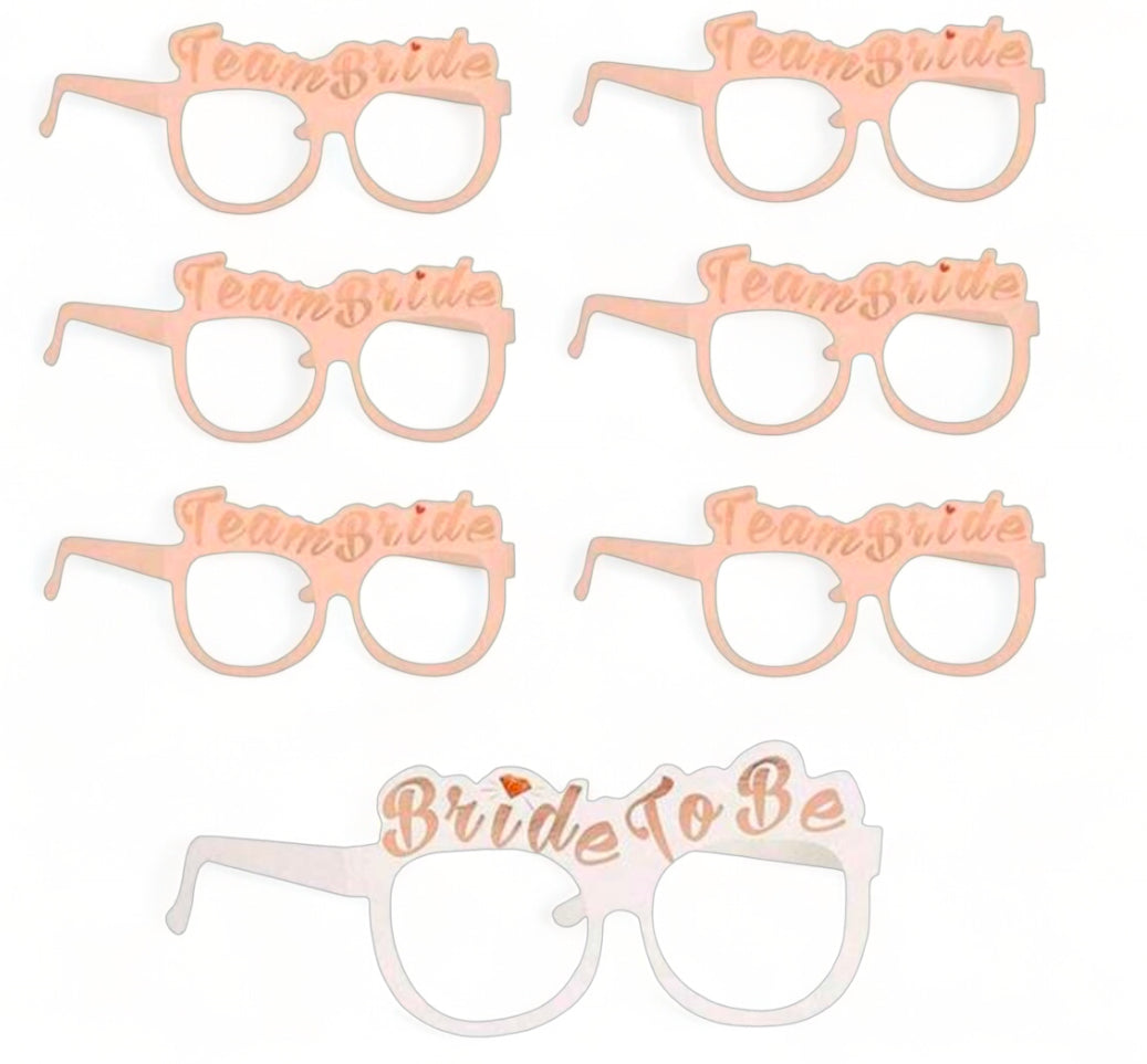 Set of 10 Team Bride Paper Glasses