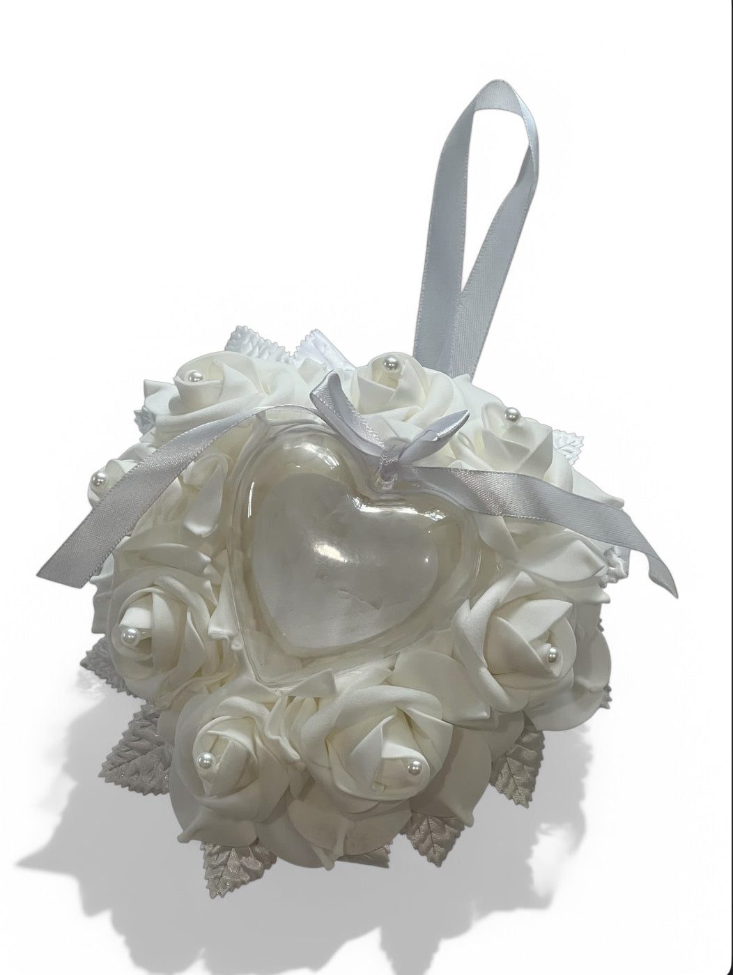 Heart Shaped Flowery Ring Pillow