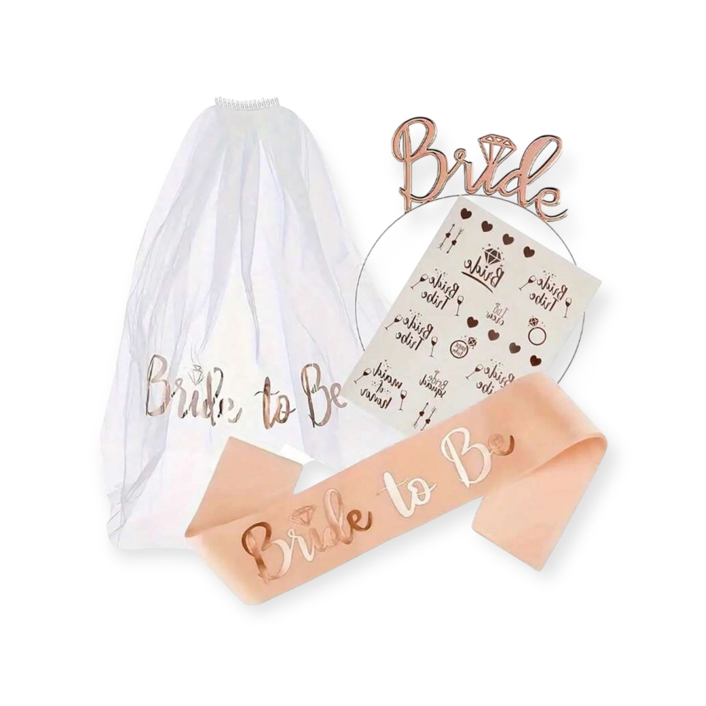 Bride To Be Veil, Sash and Headband Set