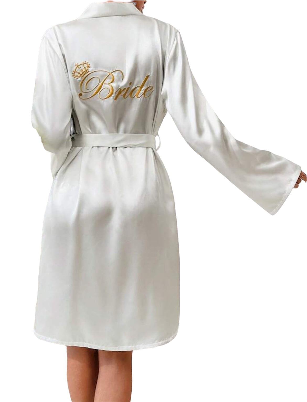 Embroidered Bride Satin Robe