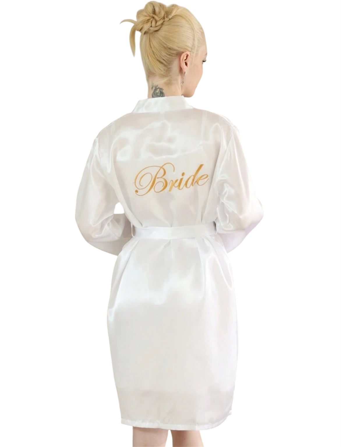 Embroidered White Satin Robe