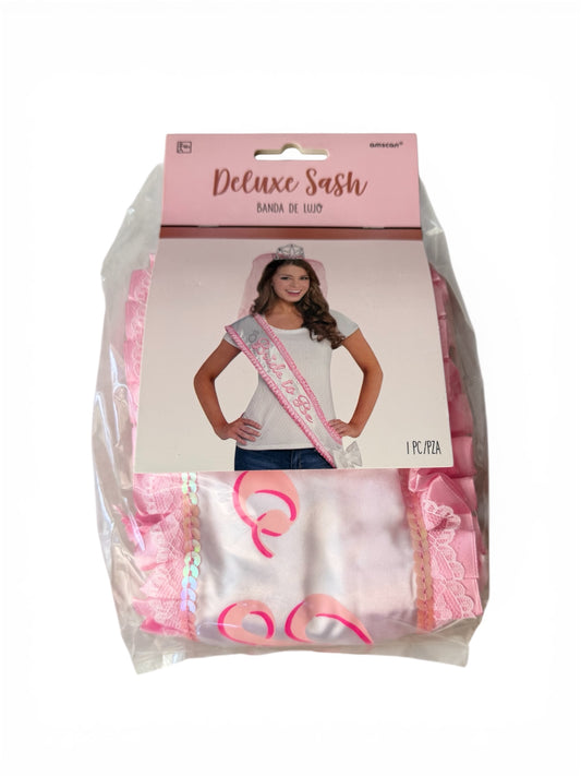 Bride to Be Deluxe Sash - Pink Ruffle Trim