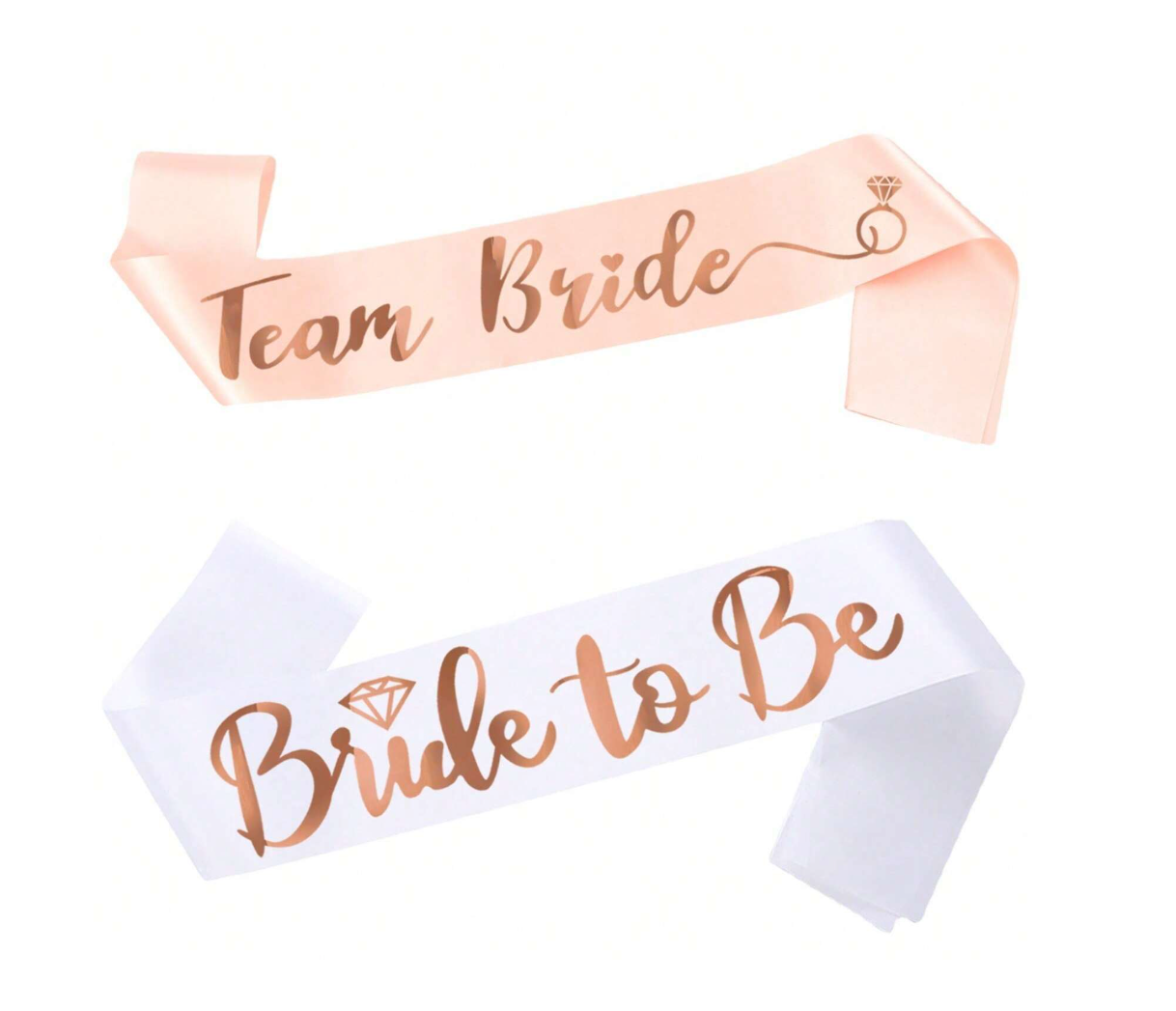 Champagne Pink & White Satin Sashes | Set of 7