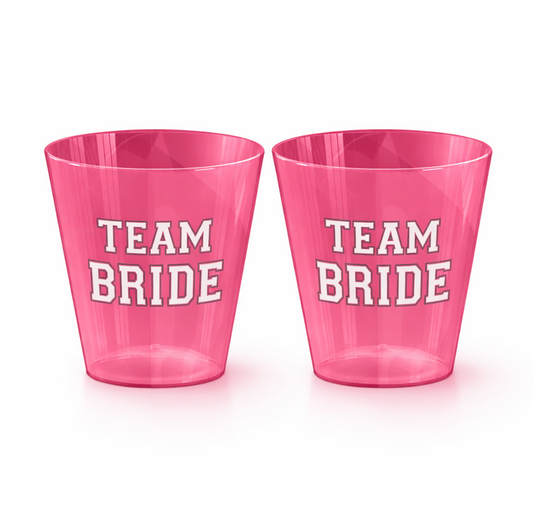 A Set of Plastic Shot Glasses "Team Bride"