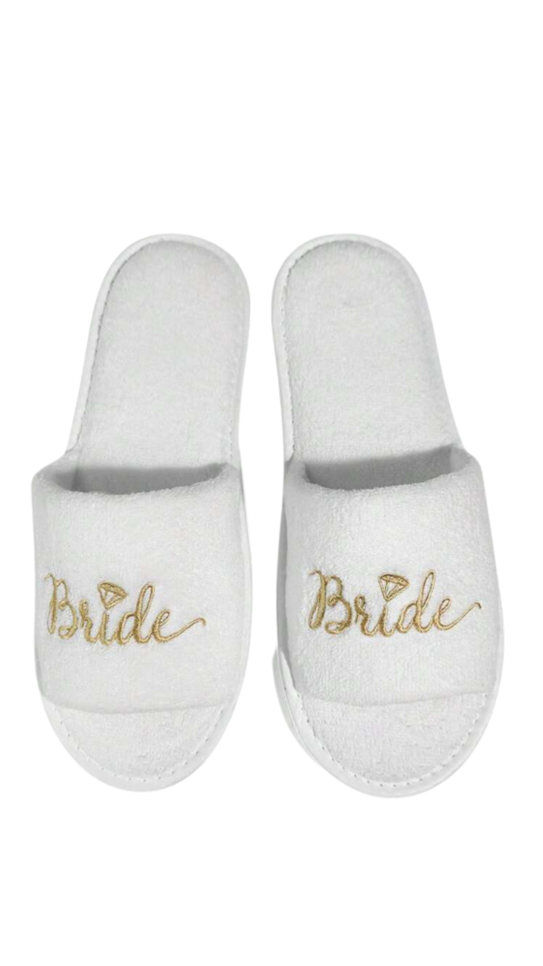 White and Gold Bride Open Slippers
