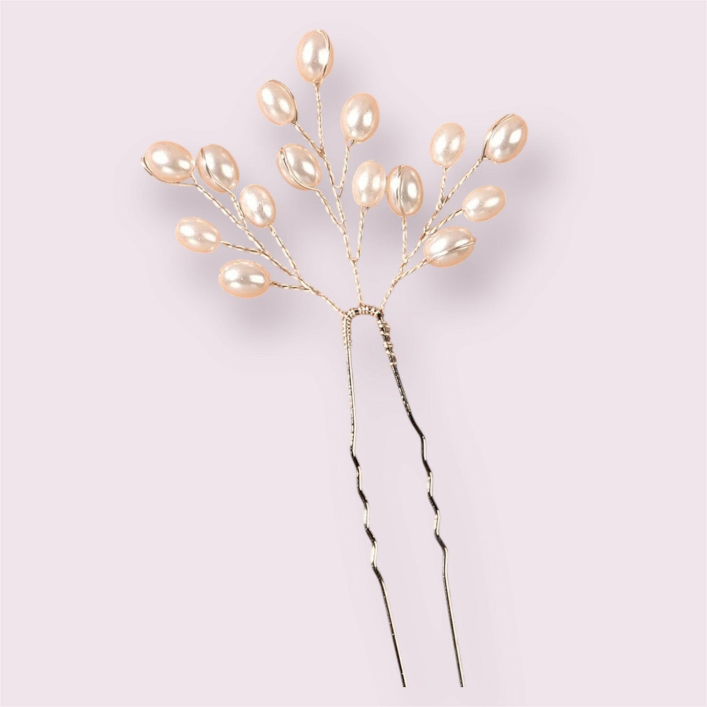 Handmade Faux Pearl and Metal Hair Fork